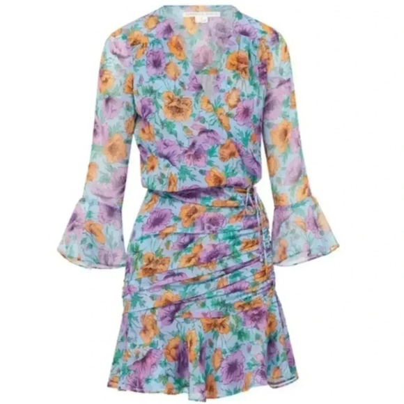 NWT Veronica Beard Sean Floral Printed Ruched Silk Dress Size 8 - Picture 11 of 11